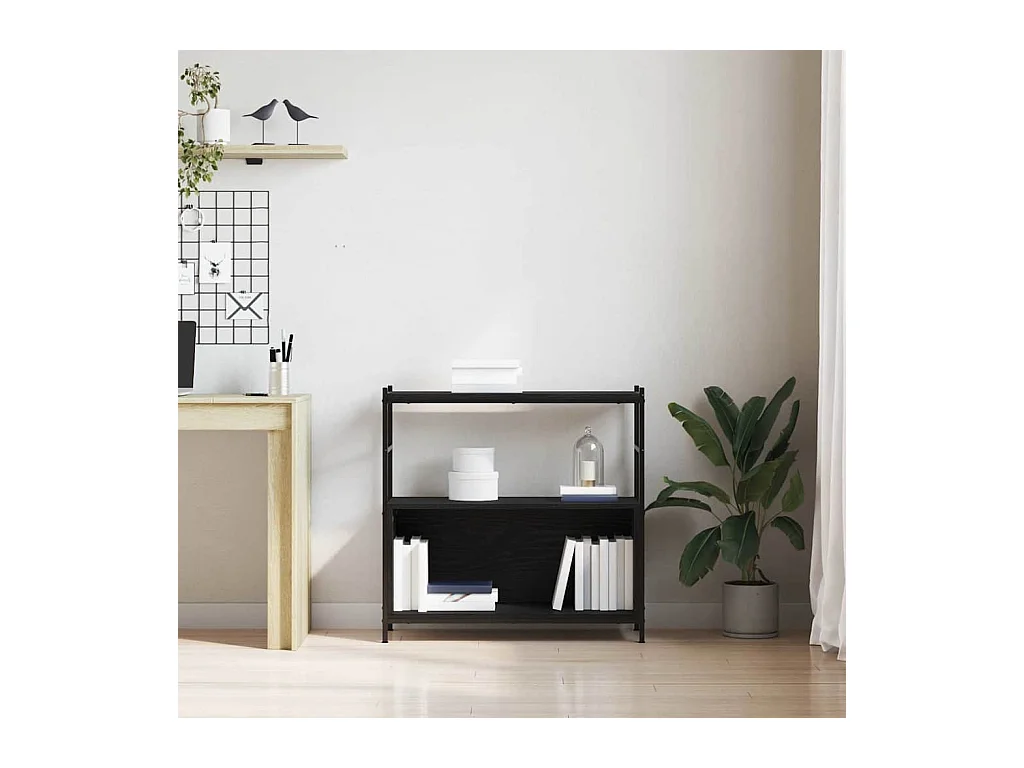 Bibliothèque Chêne Noir 80x30x78,5 cm Bois Égalisé