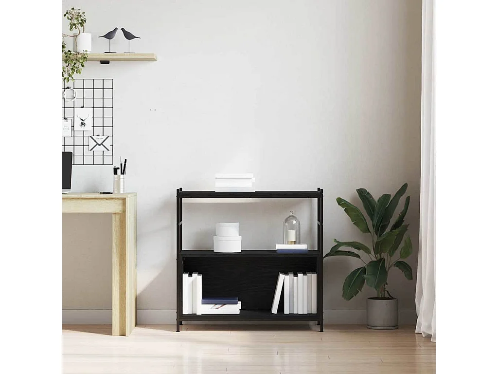 Bibliothèque Chêne Noir 80x30x78,5 cm Bois Égalisé