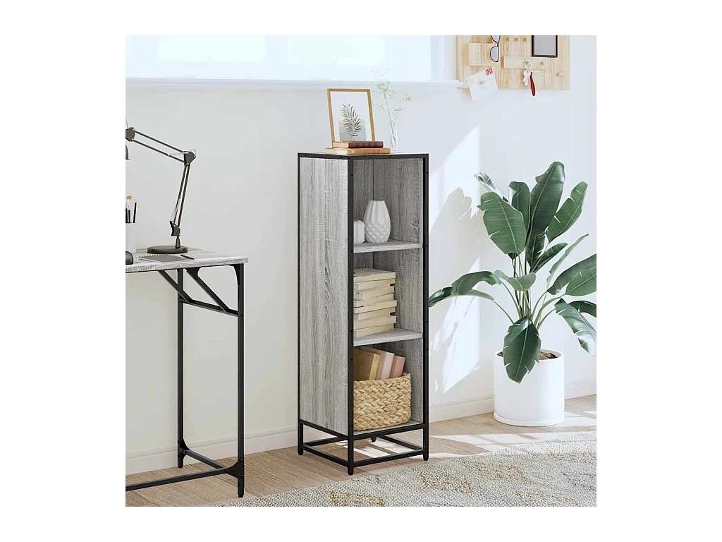 Bibliothèque sonoma gris 33,5x33x107,5 cm bois d'ingénierie