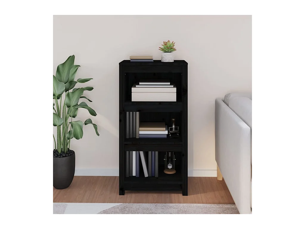 Bibliothèque Noir 50x35x97 cm Bois de pin massif