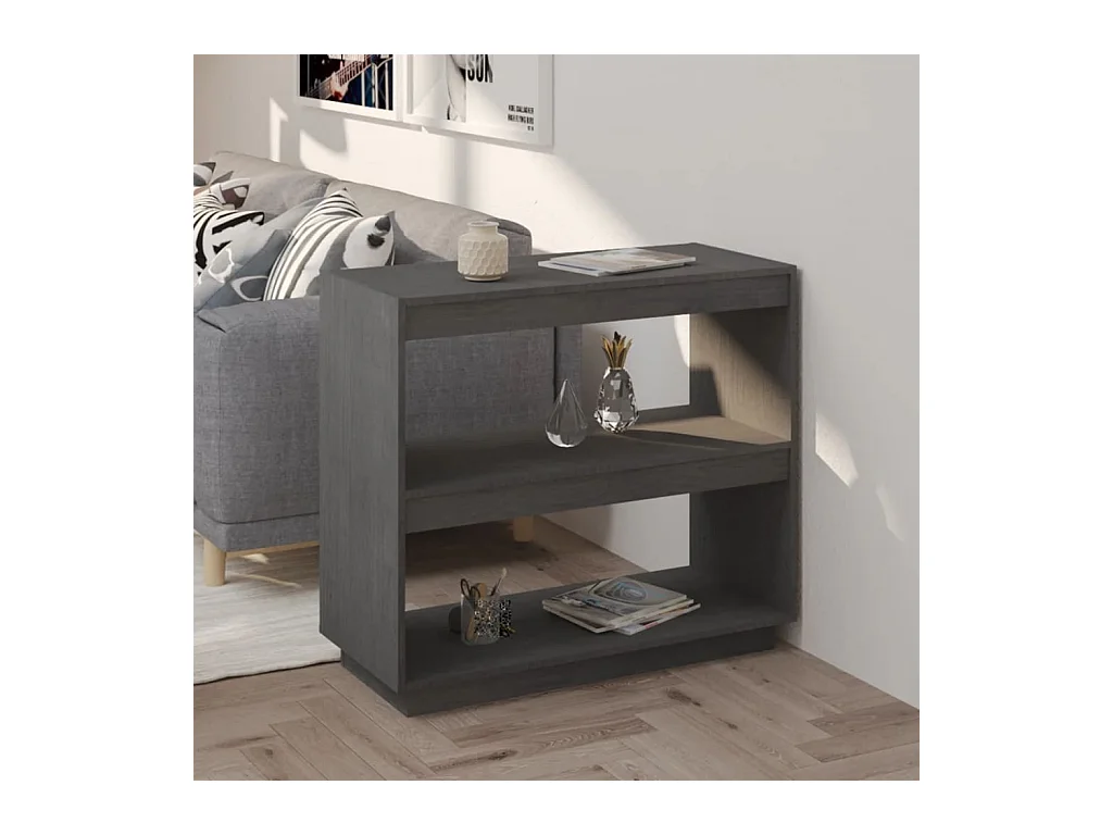 Bibliothèque Gris 80x35x71 cm Bois de pin massif