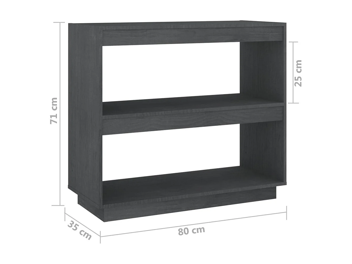 Bibliothèque Gris 80x35x71 cm Bois de pin massif