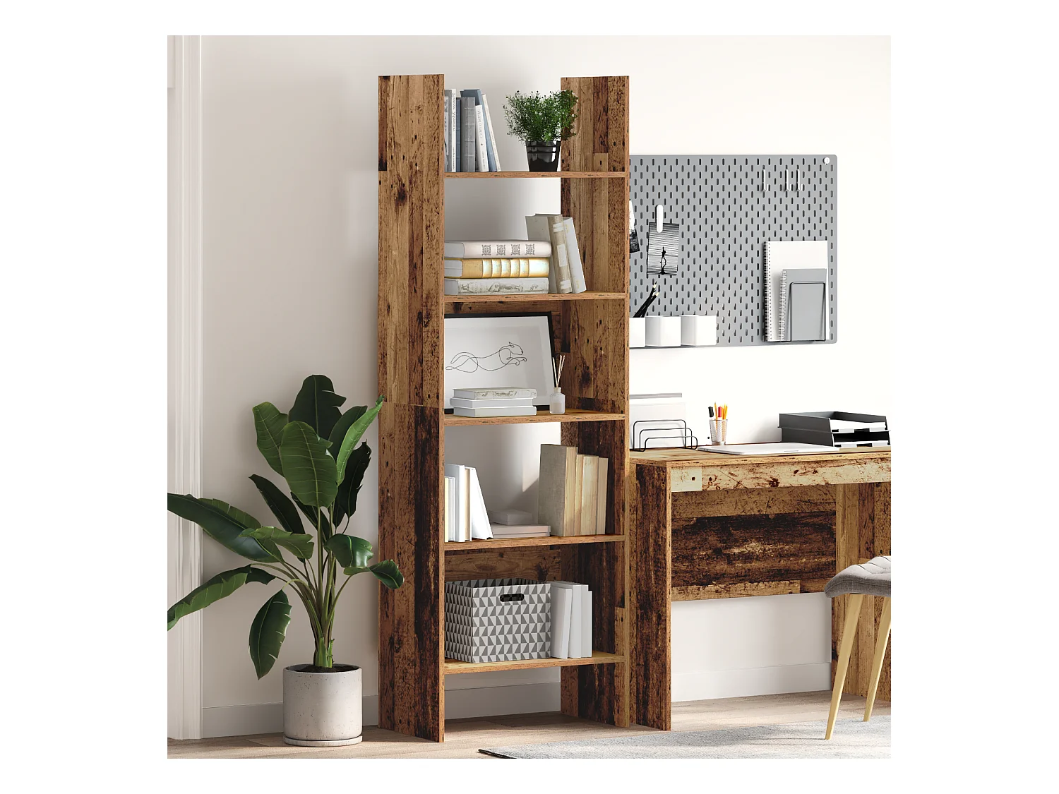 Bibliothèque Bois ancien 60 x 35 x 180 cm Bois d'ingénierie