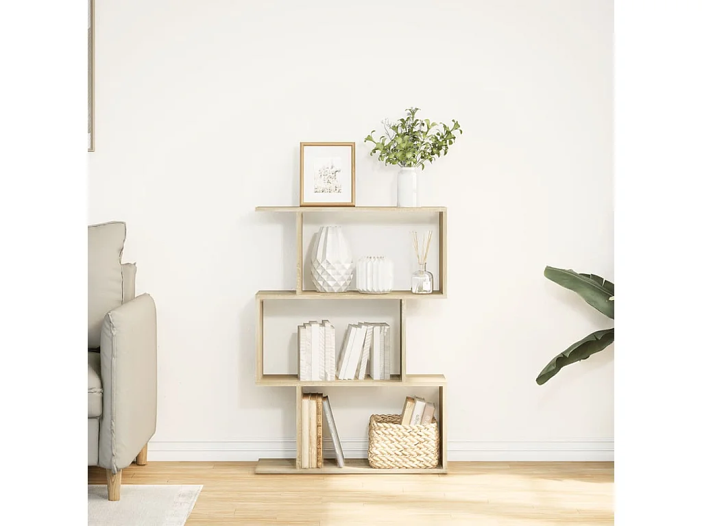 Mensola divisoria a 3 ripiani in rovere Sonoma 70x24x97 cm