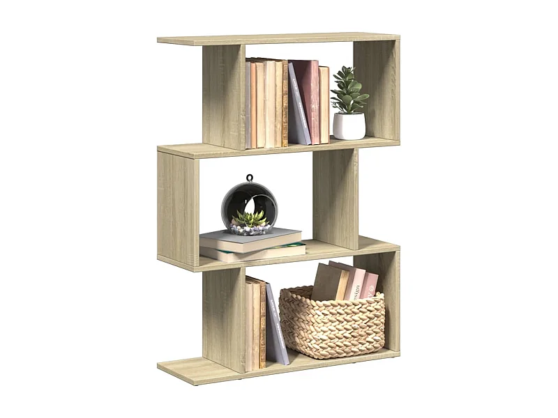 Mensola divisoria a 3 ripiani in rovere Sonoma 70x24x97 cm