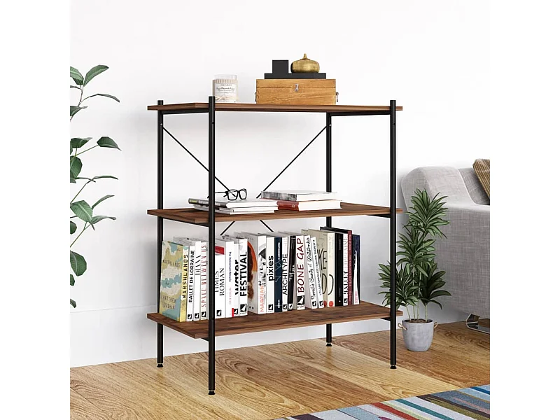 3-laags plank zwart en naturel 80x40x92 cm