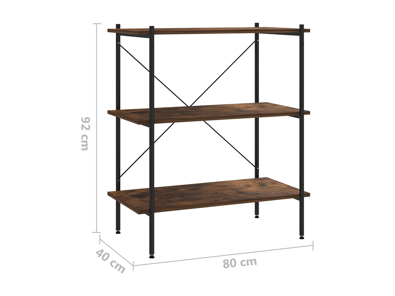 3-laags plank zwart en naturel 80x40x92 cm