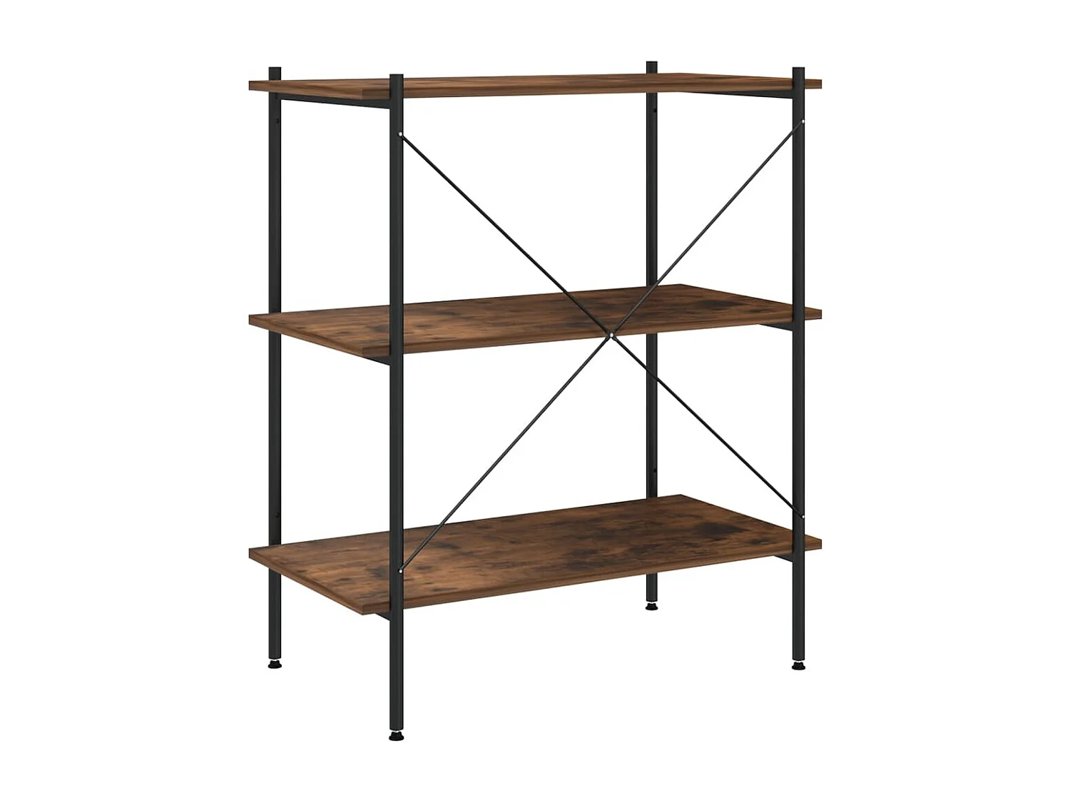 Scaffale a 3 ripiani nero e naturale 80x40x92 cm