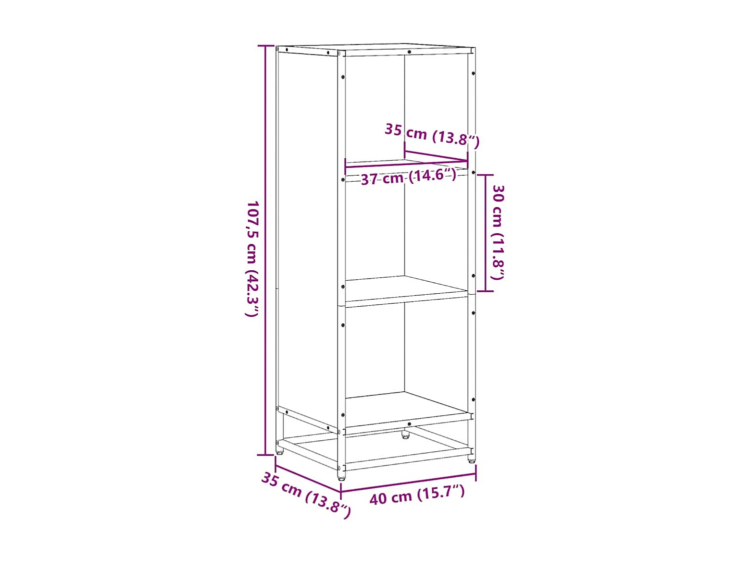 Bibliothèque sonoma gris 40x35x107,5 cm bois d'ingénierie
