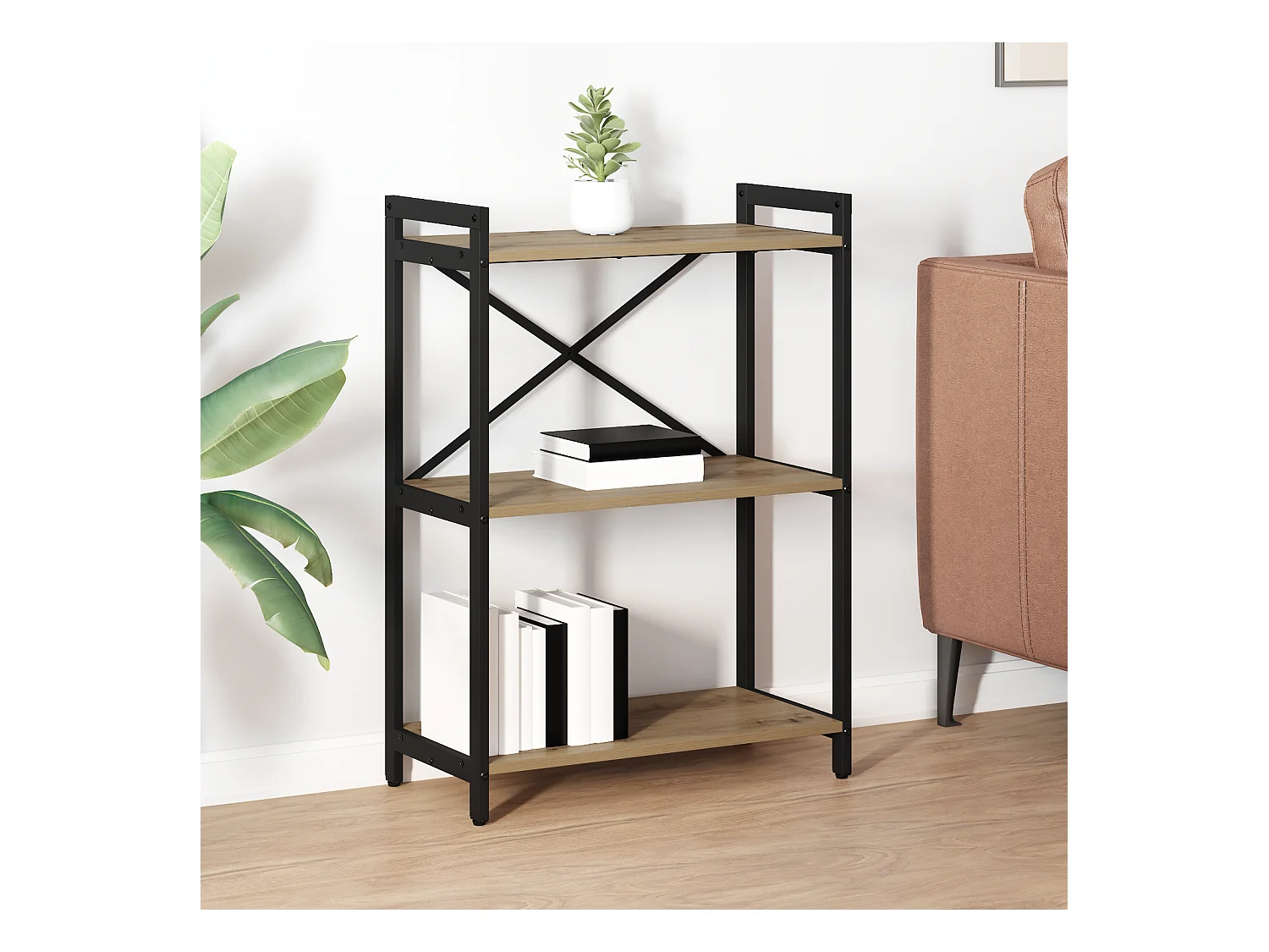 Handgefertigtes Bücherregal aus Eichenholz 60 x 30 x 83 cm Holzwerkstoff