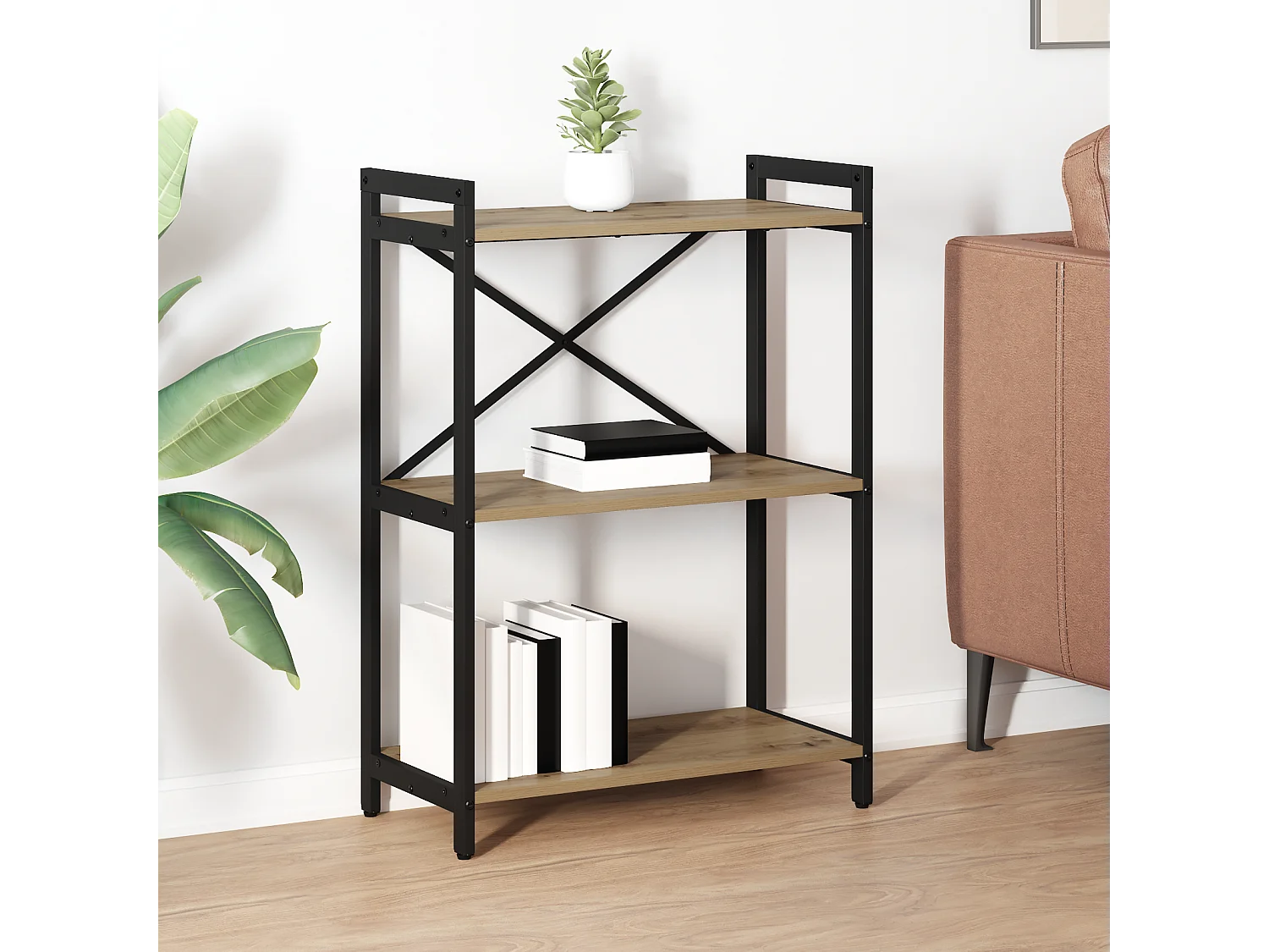 Bibliothèque chêne artisanal 60 x 30 x 83 cm Bois d'ingénierie