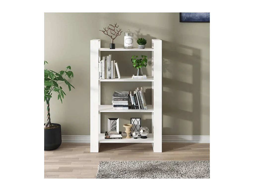 Bibliothèque/Séparateur de pièce Blanc 80x35x125 cm Pin massif