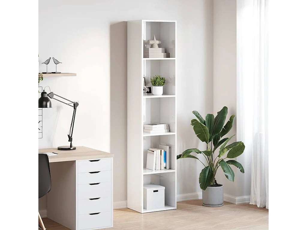 Librería blanca brillante 40x30x189 cm madera de ingeniería