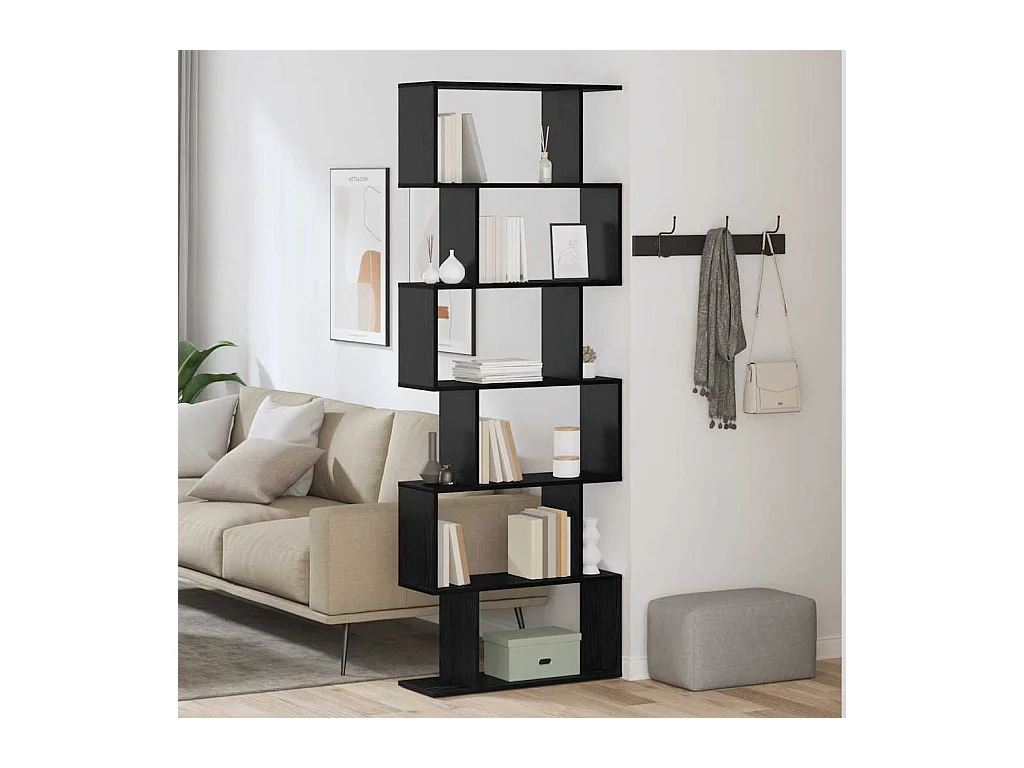 Bibliothèque en chêne noir - 70 x 24 x 193,5 cm, bois d'ingénierie.