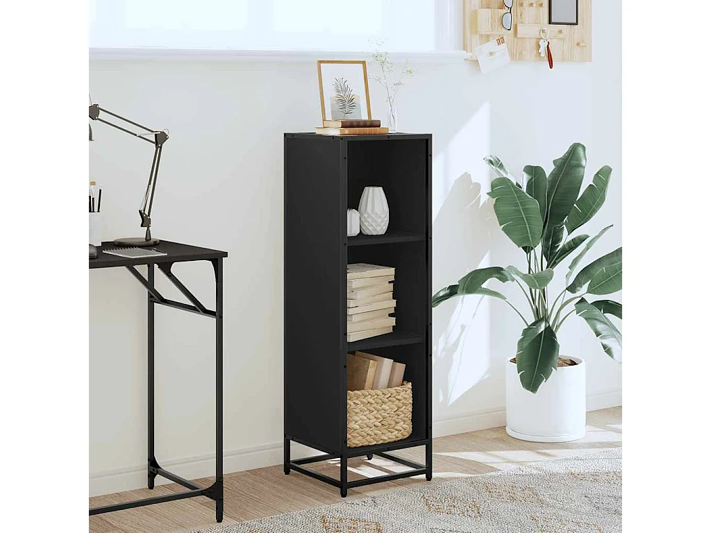 Bibliothèque noir 33,5x33x107,5 cm bois d'ingénierie