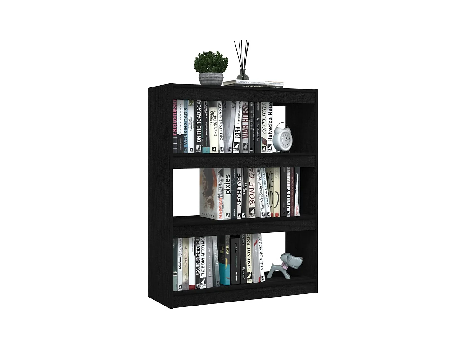 Libreria/Divisorio Nero 100x30x103 cm Pino Massiccio