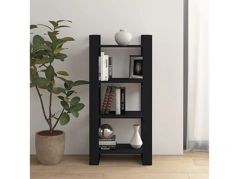 Libreria/Divisorio Nero 60x35x125 cm Legno Massello