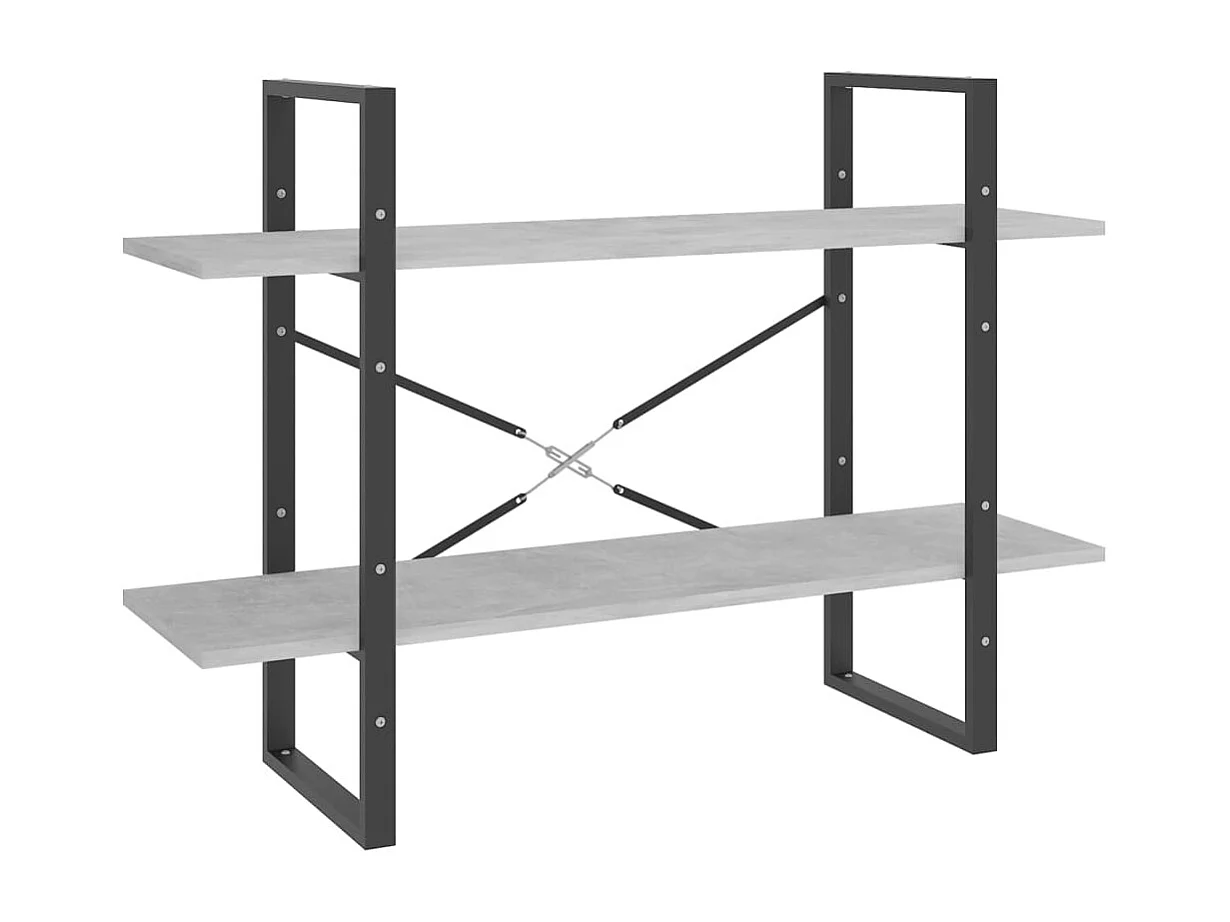 Bibliothèque à 2 niveaux gris béton 100x30x70cm bois ingénierie