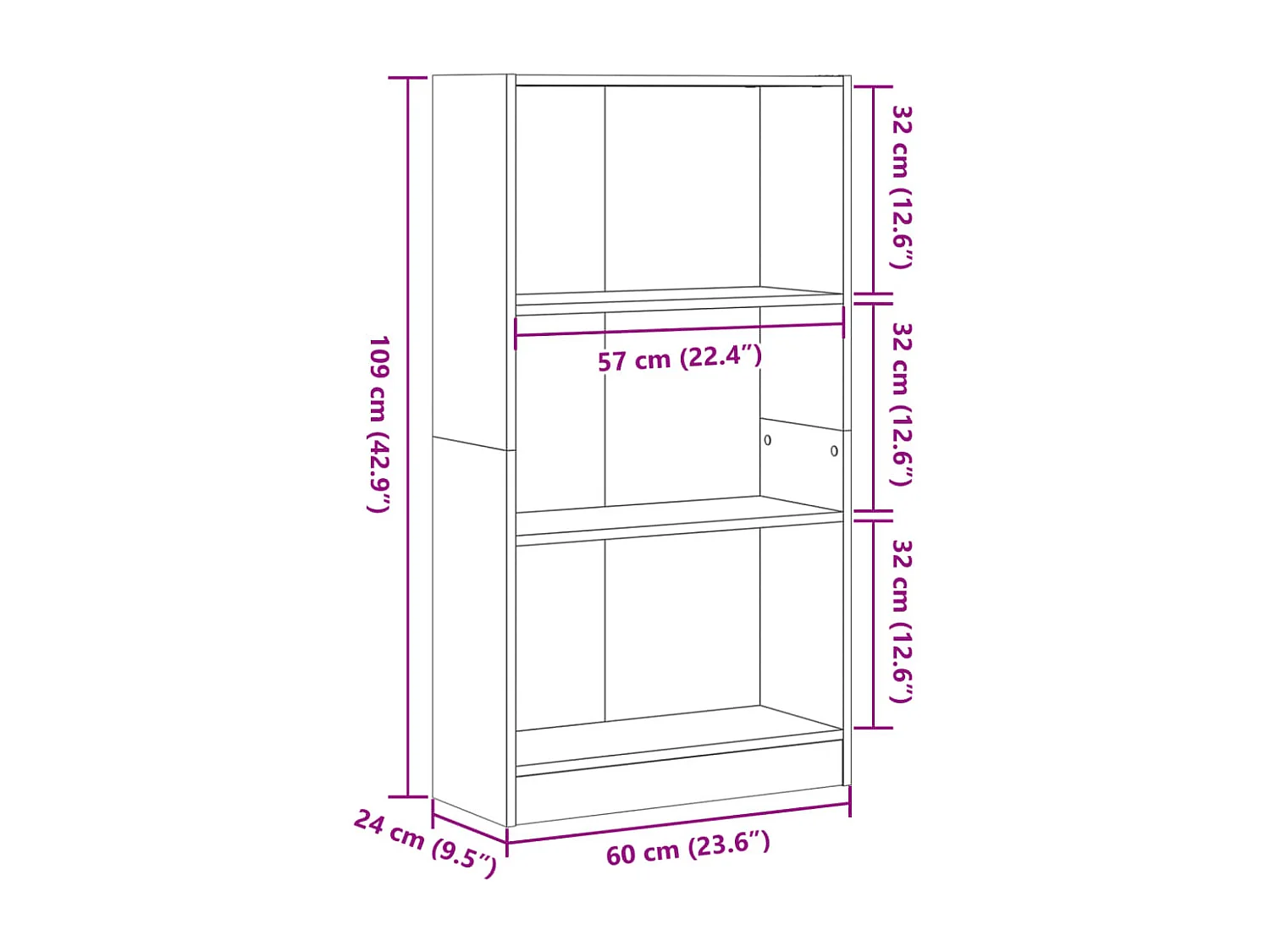 Librería Sonoma gris 60x24x109 cm madera de ingeniería