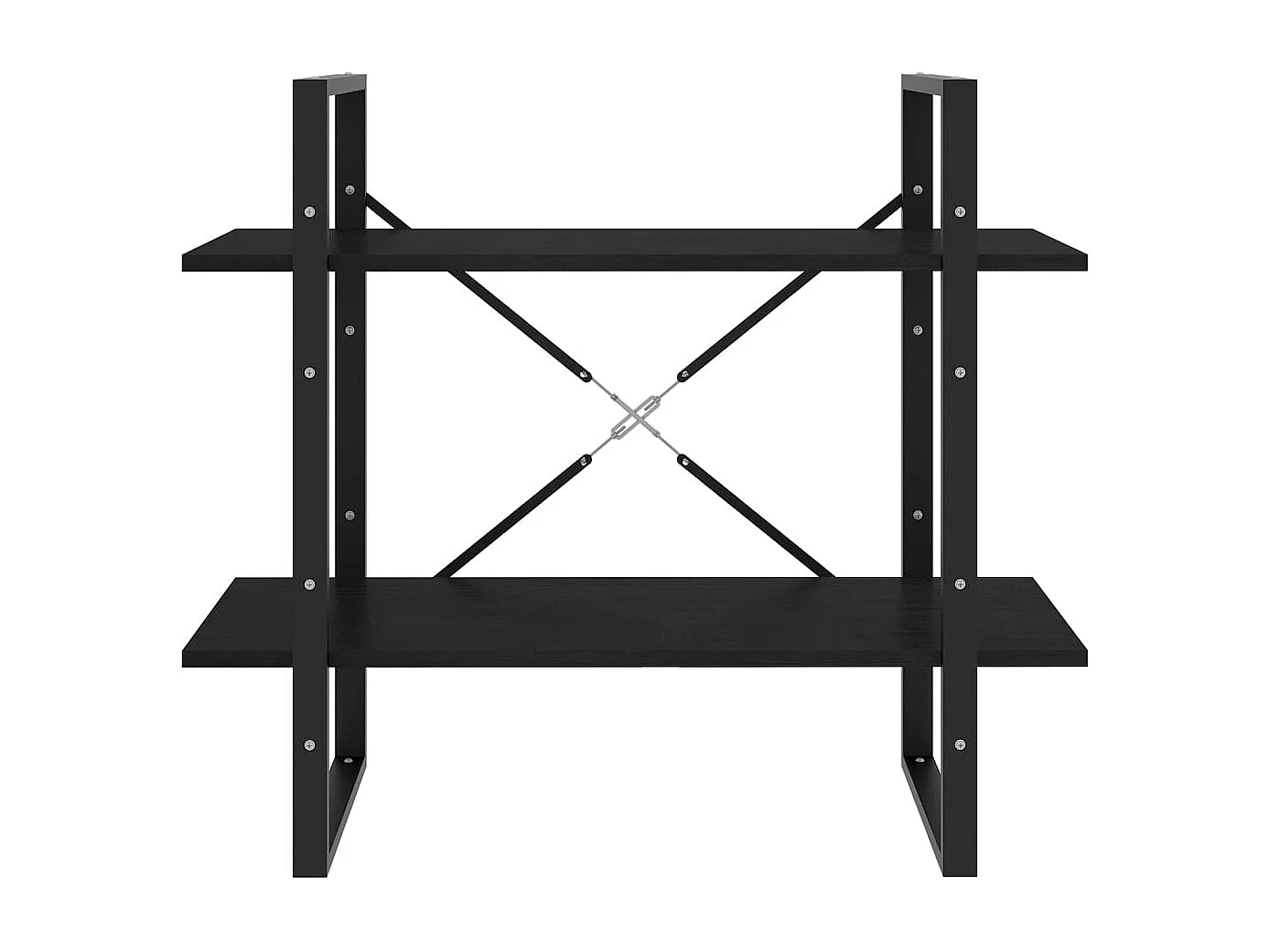 Libreria a 2 ripiani Nero 80x30x70 cm Legno massello di pino