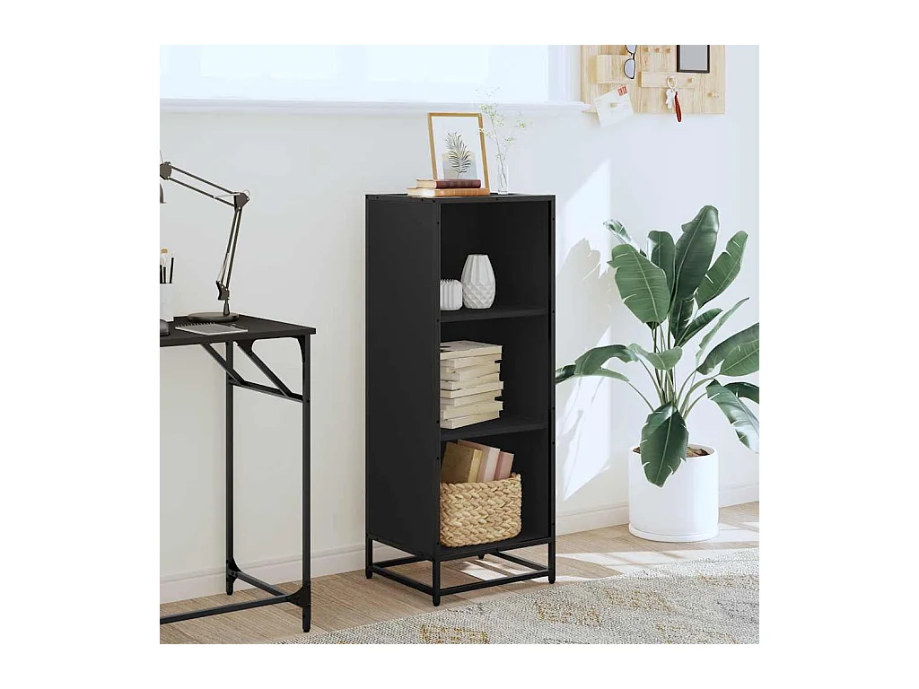 Bibliothèque noir 40x35x107,5 cm bois d'ingénierie