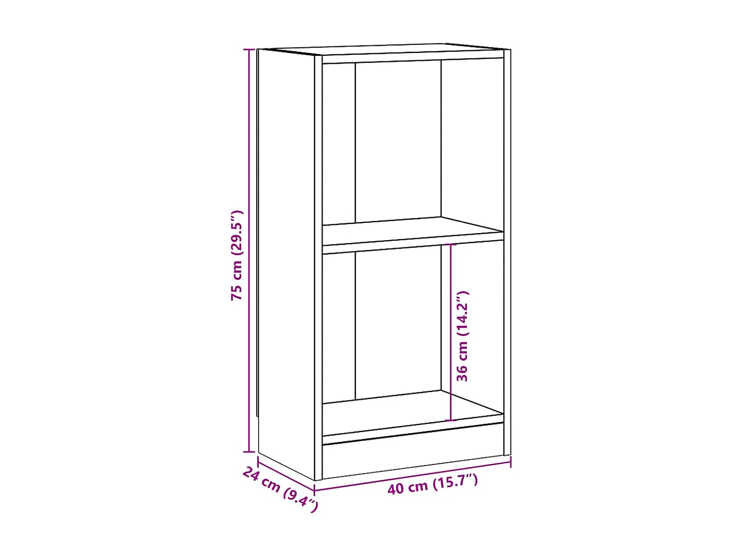 Sonoma Eiken Boekenkast 40x24x75 cm Bewerkt Hout