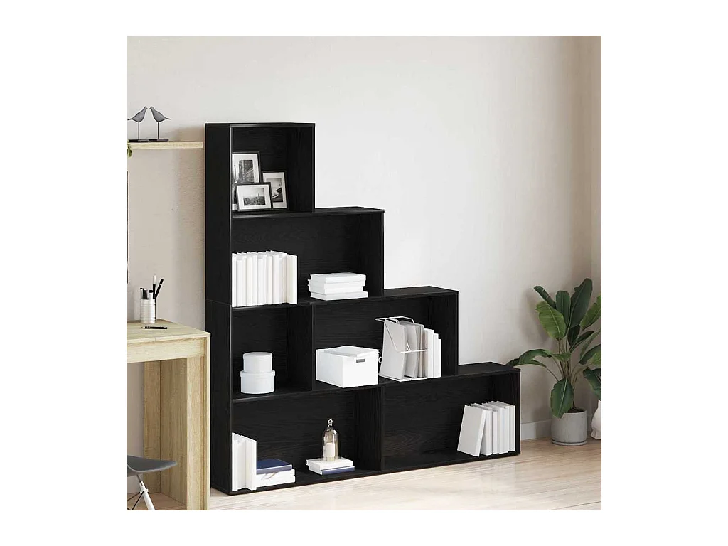 Boekenkast/kamerverdeler zwart eiken 155x24x160cm bewerkt hout