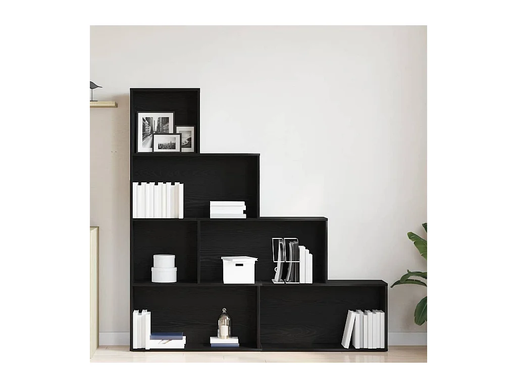 Boekenkast/kamerverdeler zwart eiken 155x24x160cm bewerkt hout