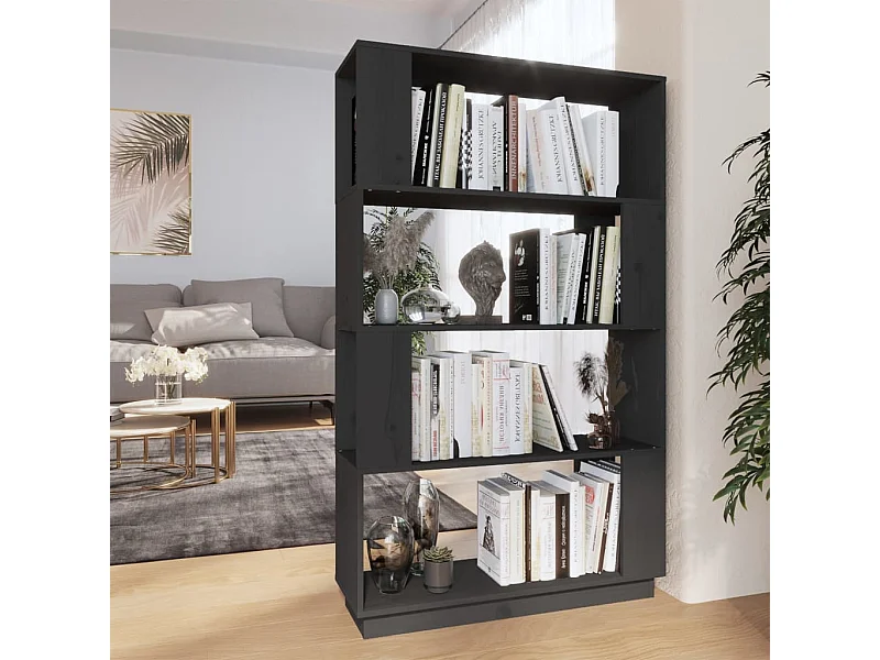 Bibliothèque/Séparateur de pièce Gris 80x25x132 cm Pin massif