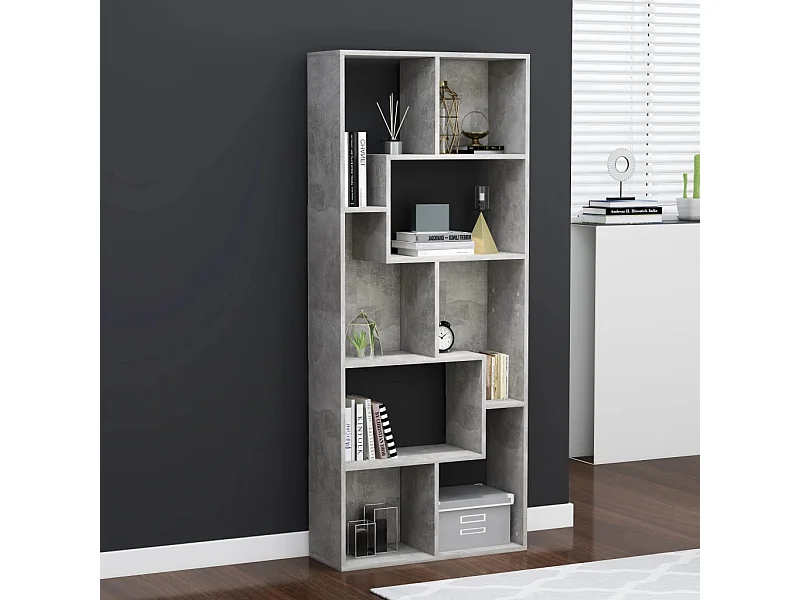 Betongrijze boekenkast 67x24x161 cm bewerkt hout