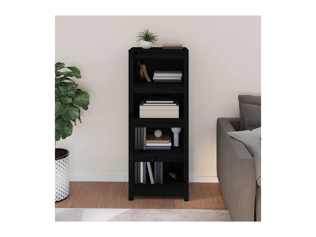 Bibliothèque Noir 50x35x125,5 cm Bois de pin massif