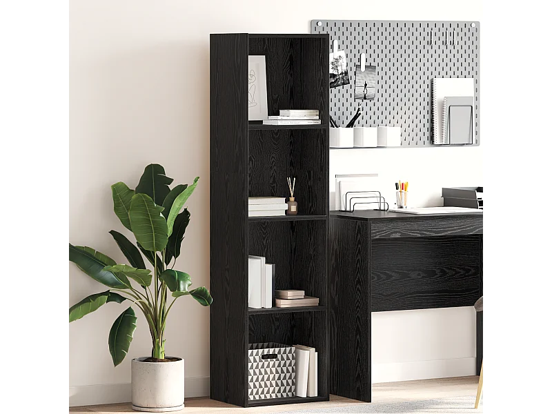 Bücherregal aus schwarzer Eiche, 40 x 30 x 152 cm, Holzwerkstoff