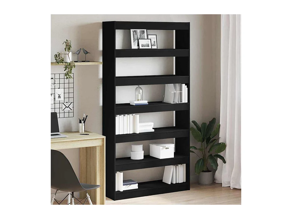 Libreria nera in legno ingegnerizzato 100 x 30 x 198 cm