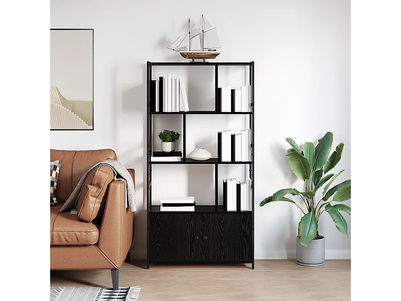 Étagère Chêne noir 80 x 30 x 155.5 cm Bois d'ingénierie