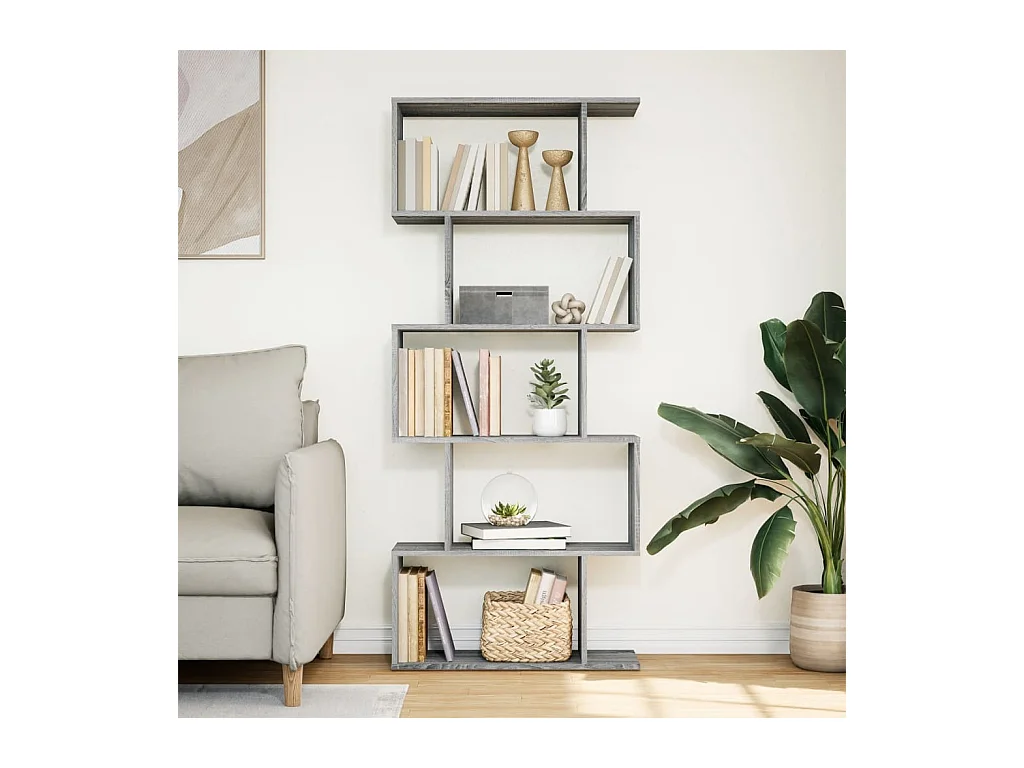 Scaffale divisorio per ambienti a 5 ripiani grigio Sonoma 70x24x161 cm