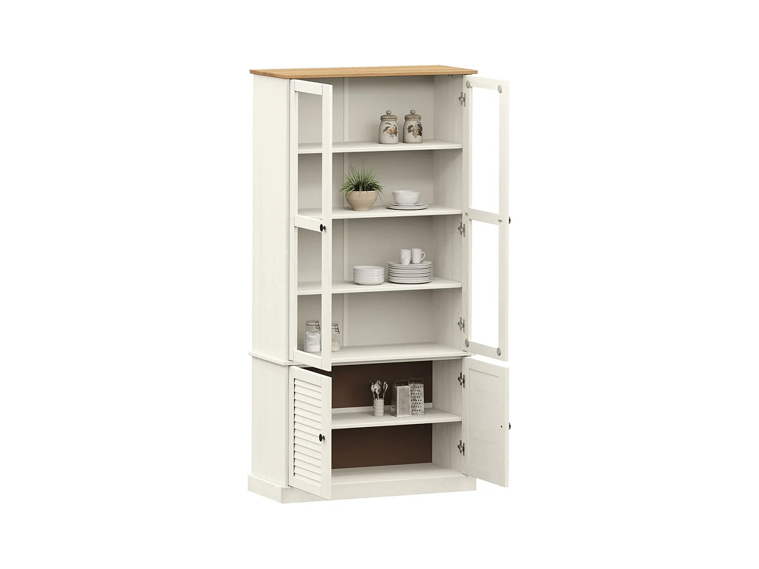 Vetrina VIGO in vetro bianco 85x35x170 cm in legno massello di pino