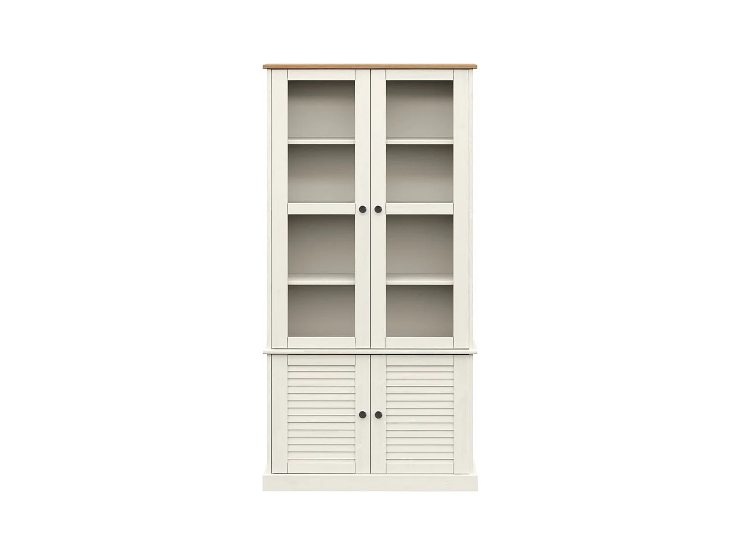 Vetrina VIGO in vetro bianco 85x35x170 cm in legno massello di pino