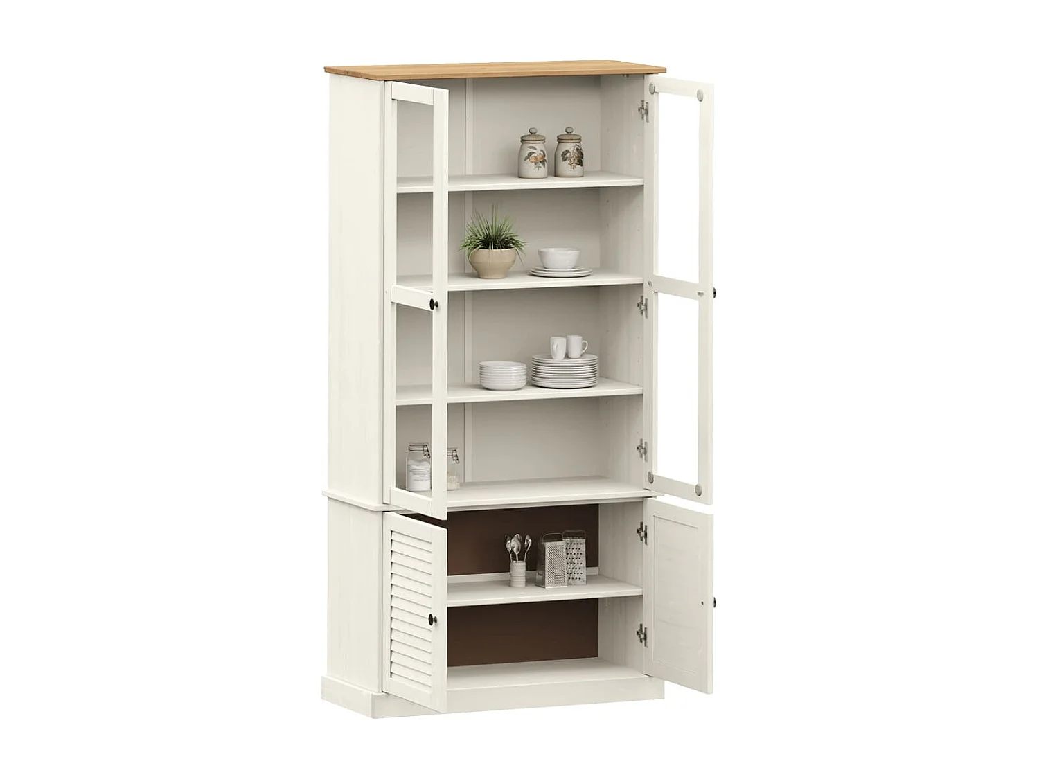 Vetrina VIGO in vetro bianco 85x35x170 cm in legno massello di pino