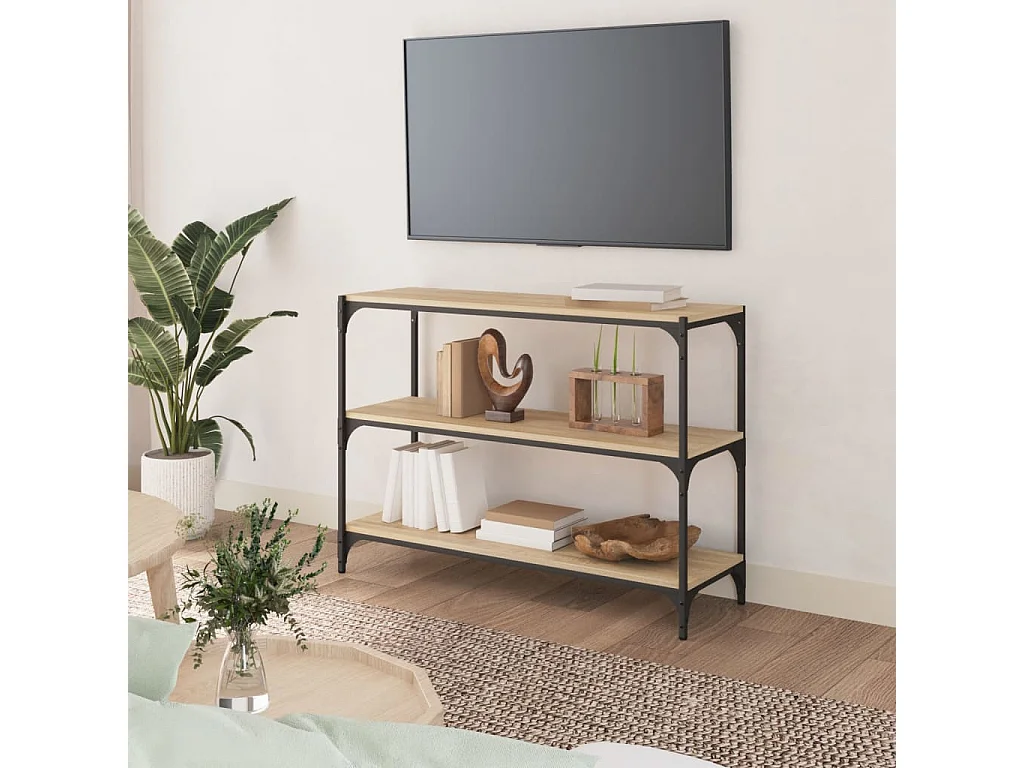 Bibliothèque Chêne Sonoma 100x33x70,5cm Bois d'ingénierie acier