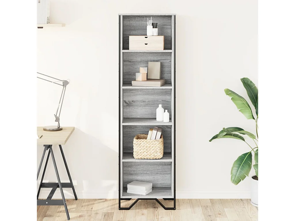 Libreria grigia Sonoma 50x31x169 cm in legno ingegnerizzato