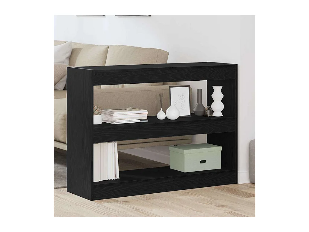 Bibliothèque / Cloison Noir Chêne 100x30x72 cm Bois d'ingénierie