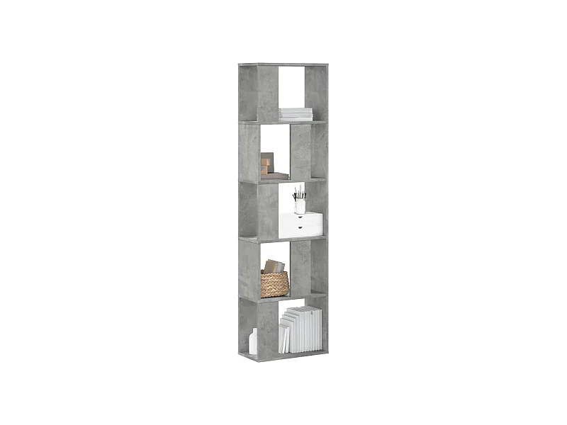 Libreria in legno ingegnerizzato grigio cemento a 5 ripiani