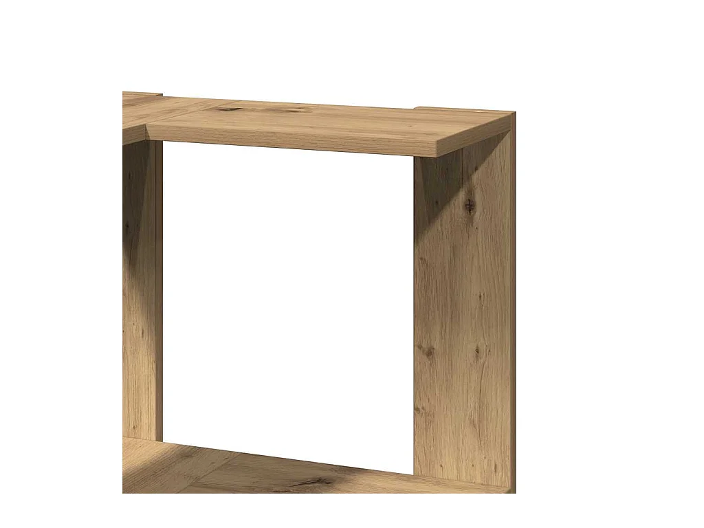 Librería esquinera de 5 niveles, roble artesanal, madera de ingeniería