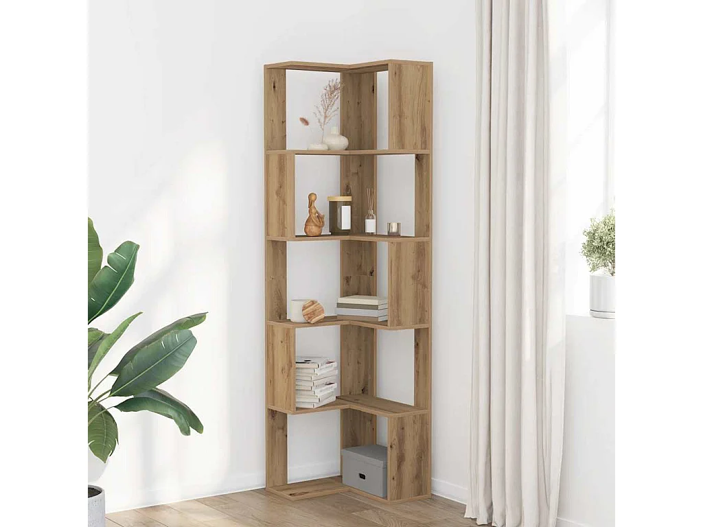 Bibliothèque d'angle 5 niveaux chêne artisanal bois ingénierie