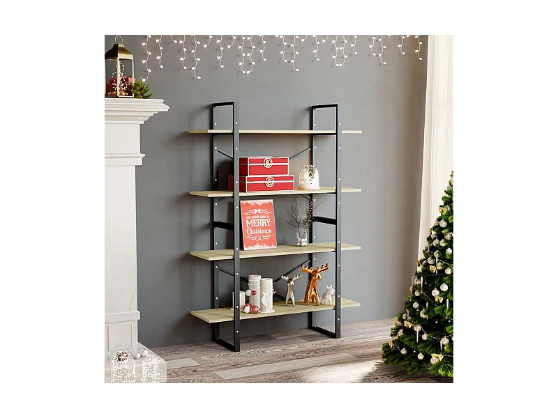 Bibliothèque à 4 niveaux chêne sonoma bois d'ingénierie