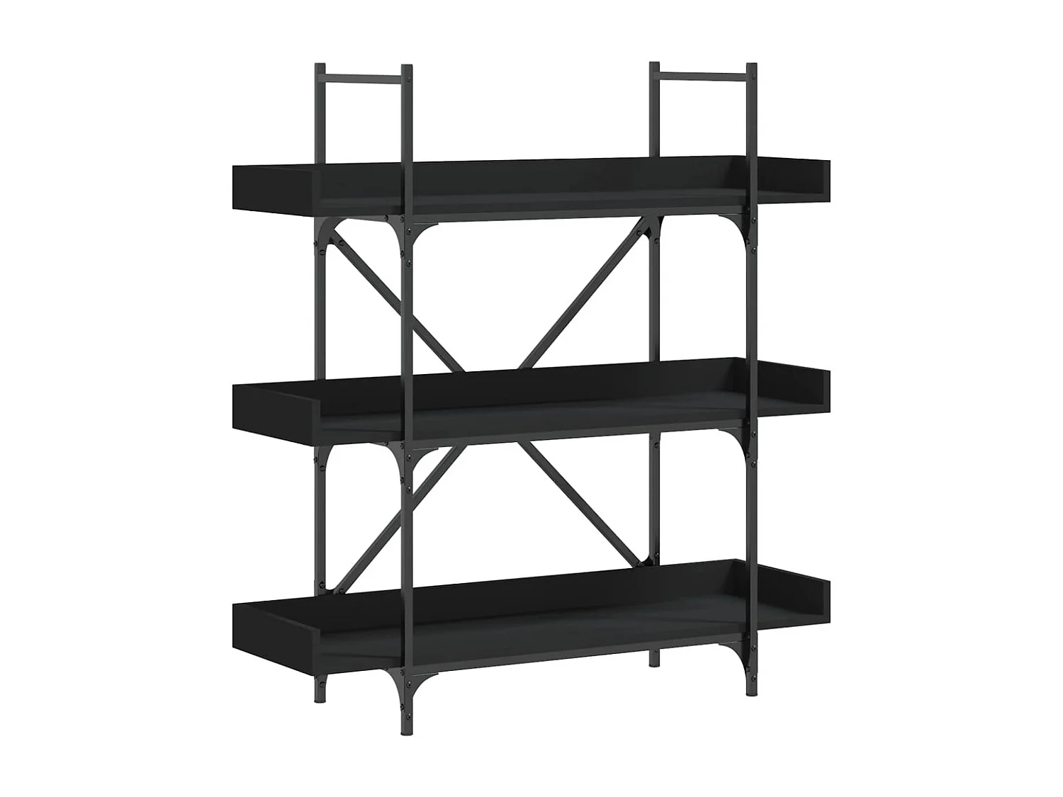 Libreria a 3 ripiani nera 100x33x108,5 cm in legno ingegnerizzato