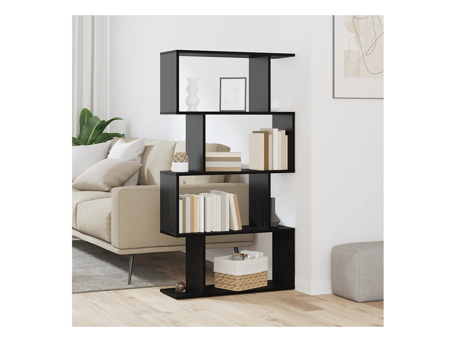 Libreria in rovere nero 70 x 24 x 129 cm in legno ingegnerizzato