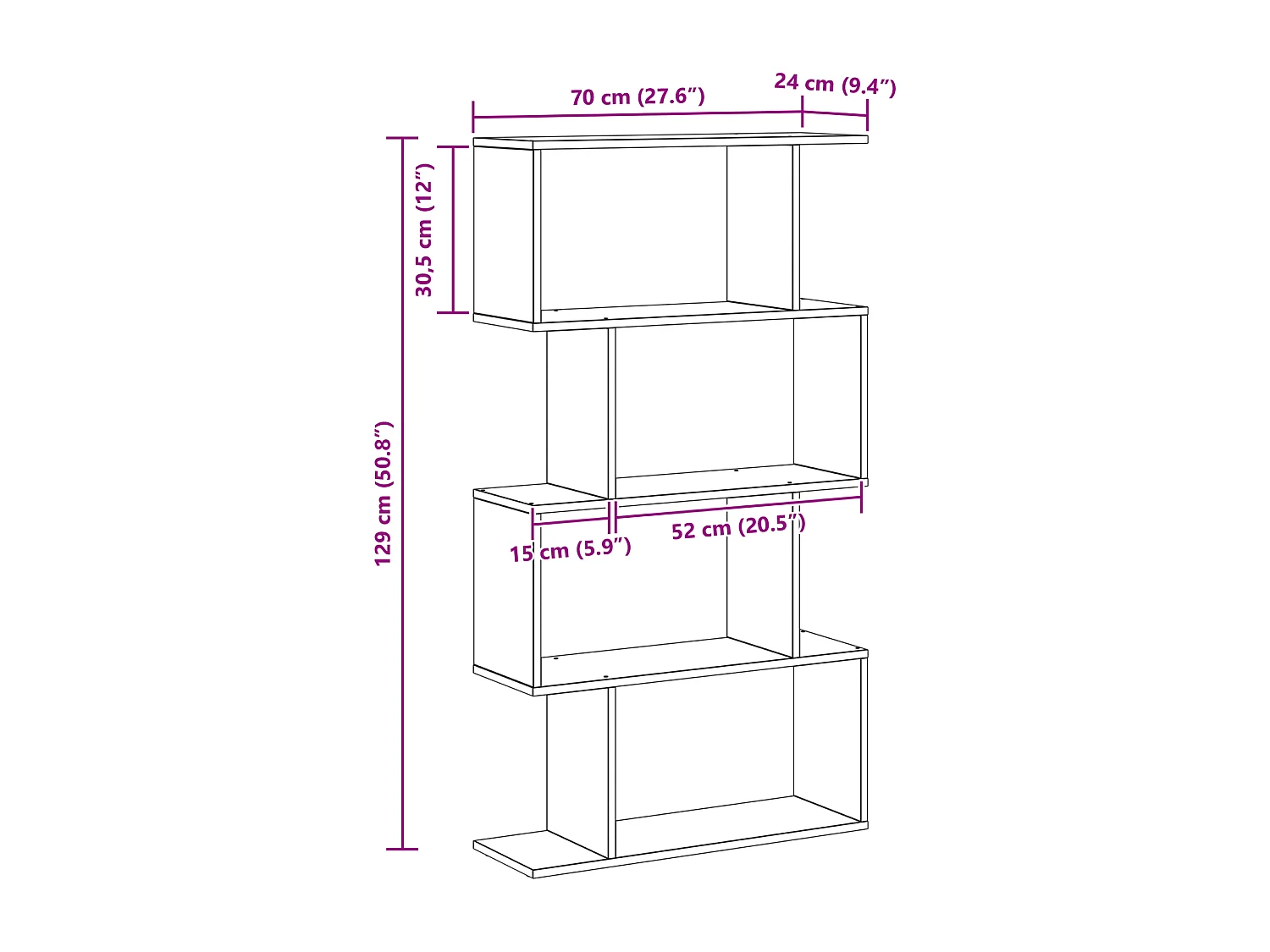 Bibliothèque Chêne noir 70 x 24 x 129 cm Bois d'ingénierie