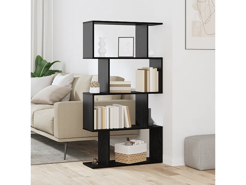 Bücherregal aus schwarzer Eiche, 70 x 24 x 129 cm, Holzwerkstoff