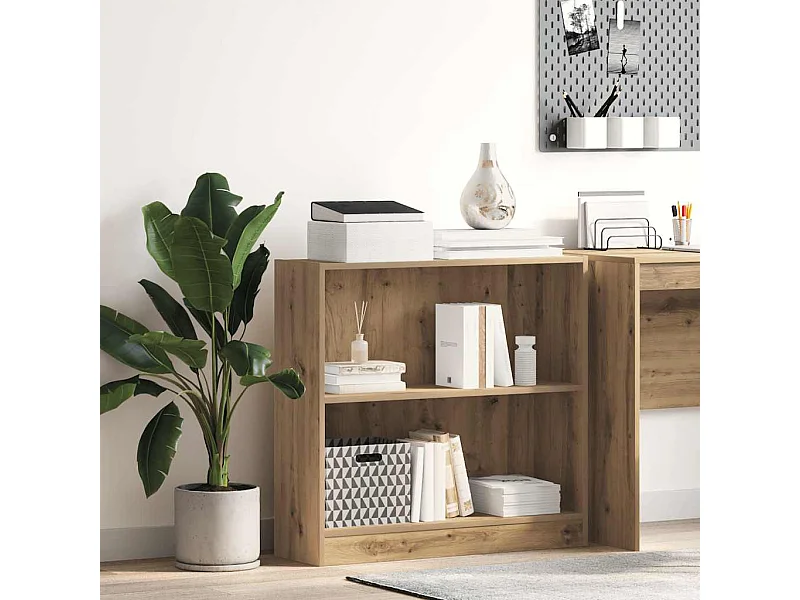Bibliothèque chêne artisanal 80x24x76 cm bois d'ingénierie